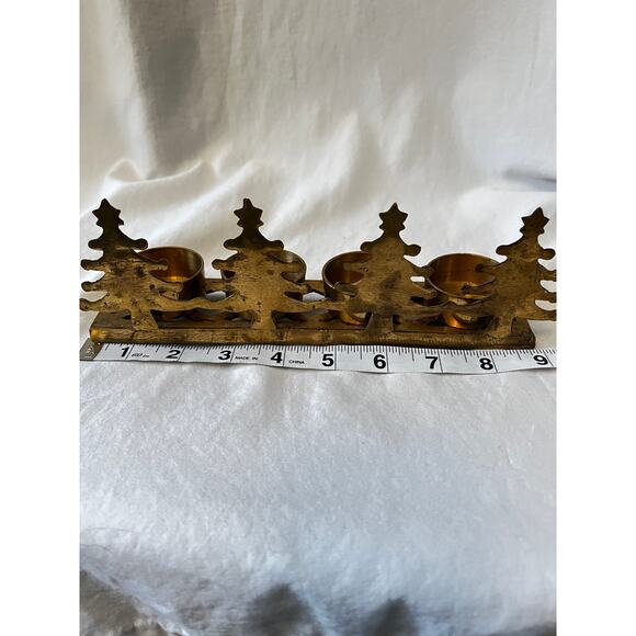 Vintage brass pine tree Christmas tree votive candle holder Holiday decor - Picture 6 of 8